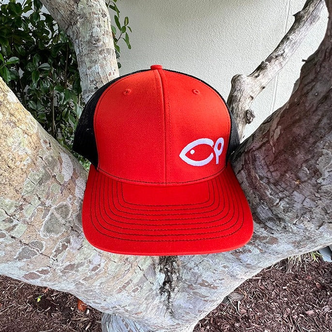 Orange Hat with Black Mesh